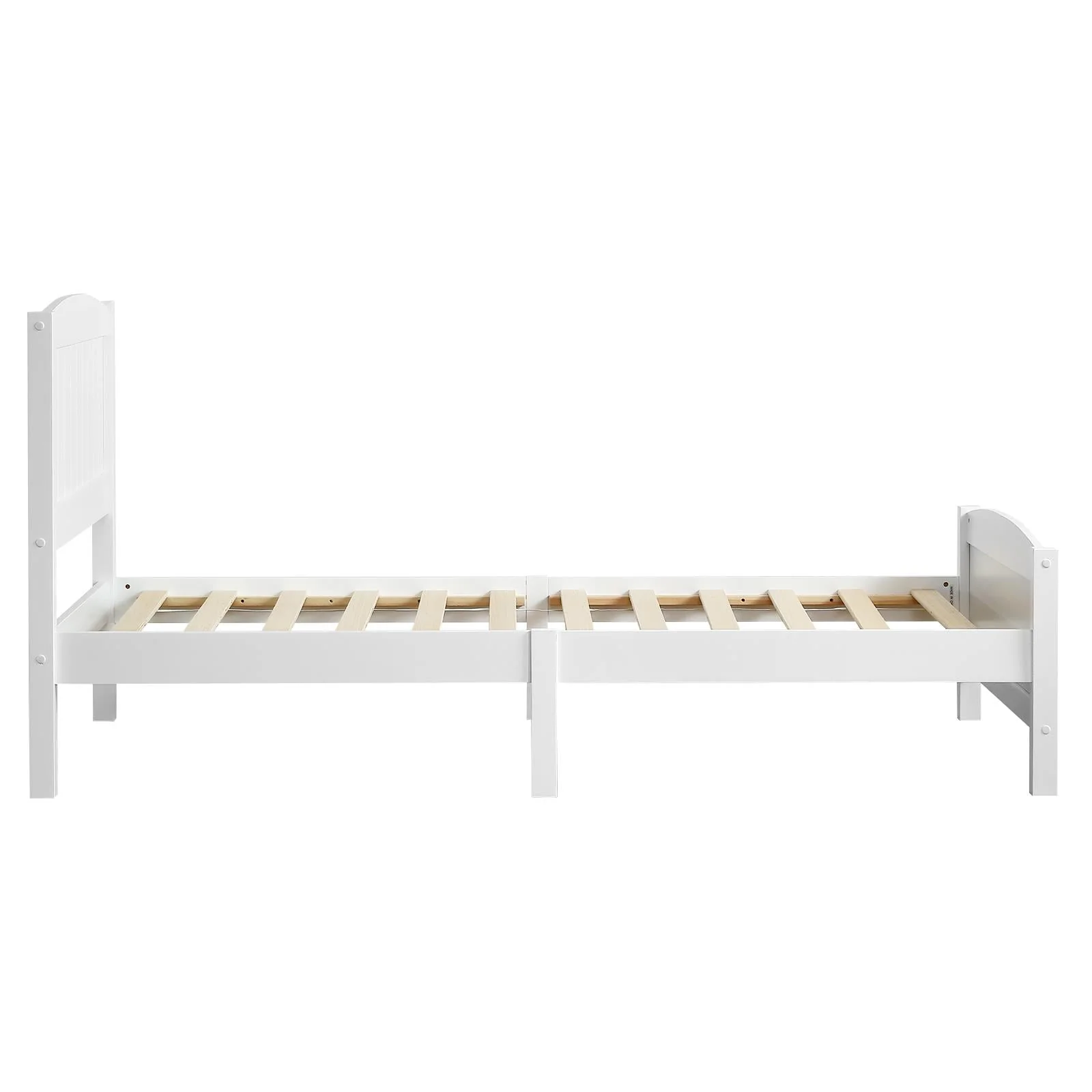 Zimtown Twin Bed Frame,Solid Pine Wood Kids Twin Platform Bed Frame, Bedroom Twin Bed with Headboard for Adults, White - Image 7