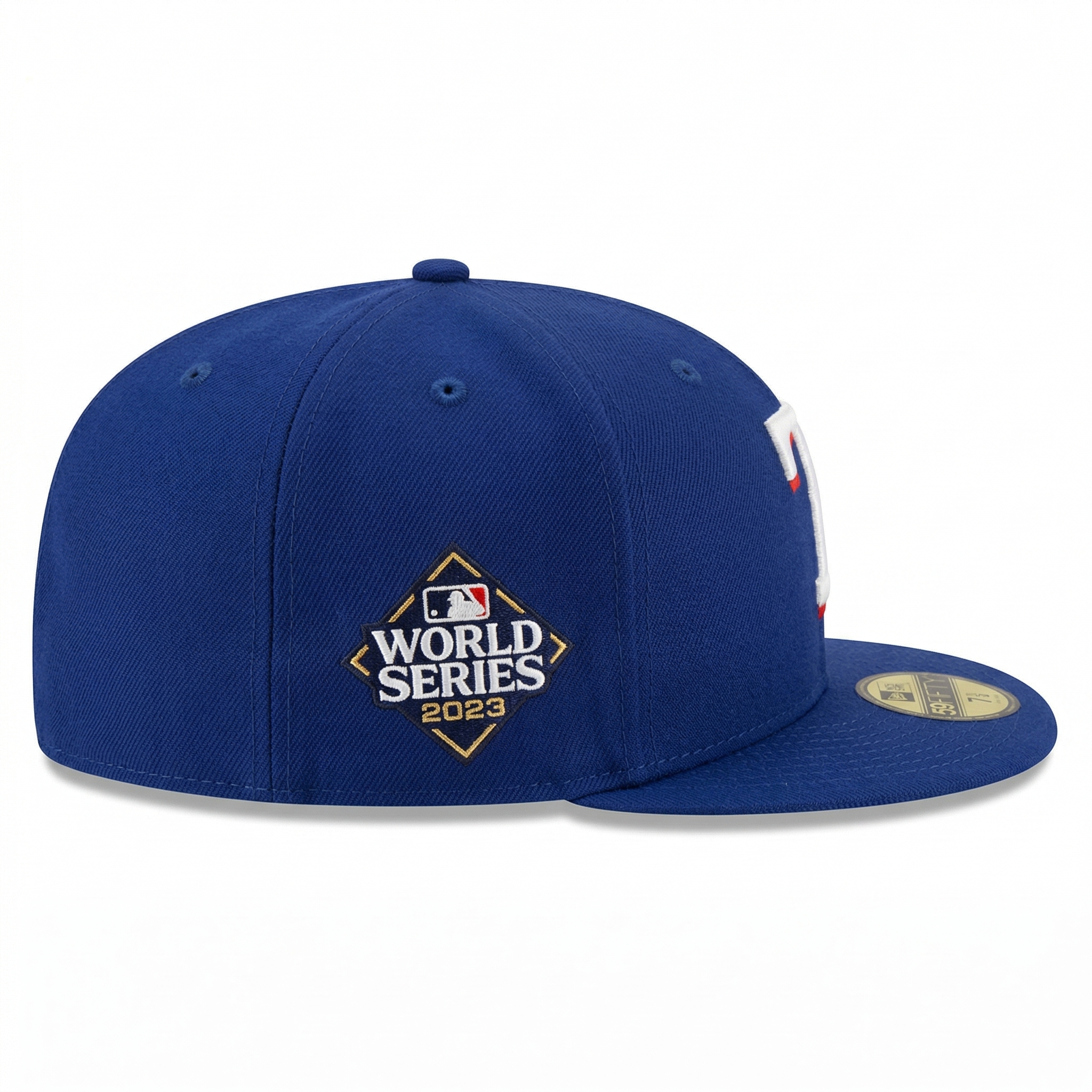 Texas Rangers 2023 World Series Side Patch Fitted Hat - Royal Blue | SEVEN HATS - SEVEN HATS