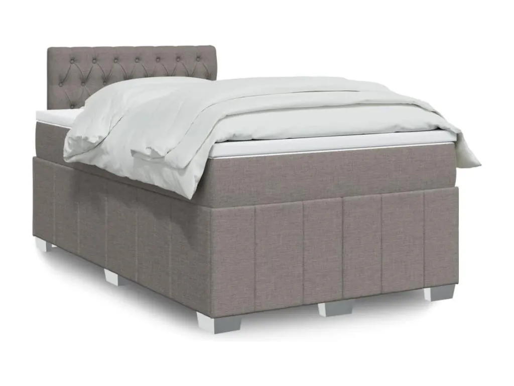 Cama box spring con colchón tela gris taupe 120x190 cm zhp3519957