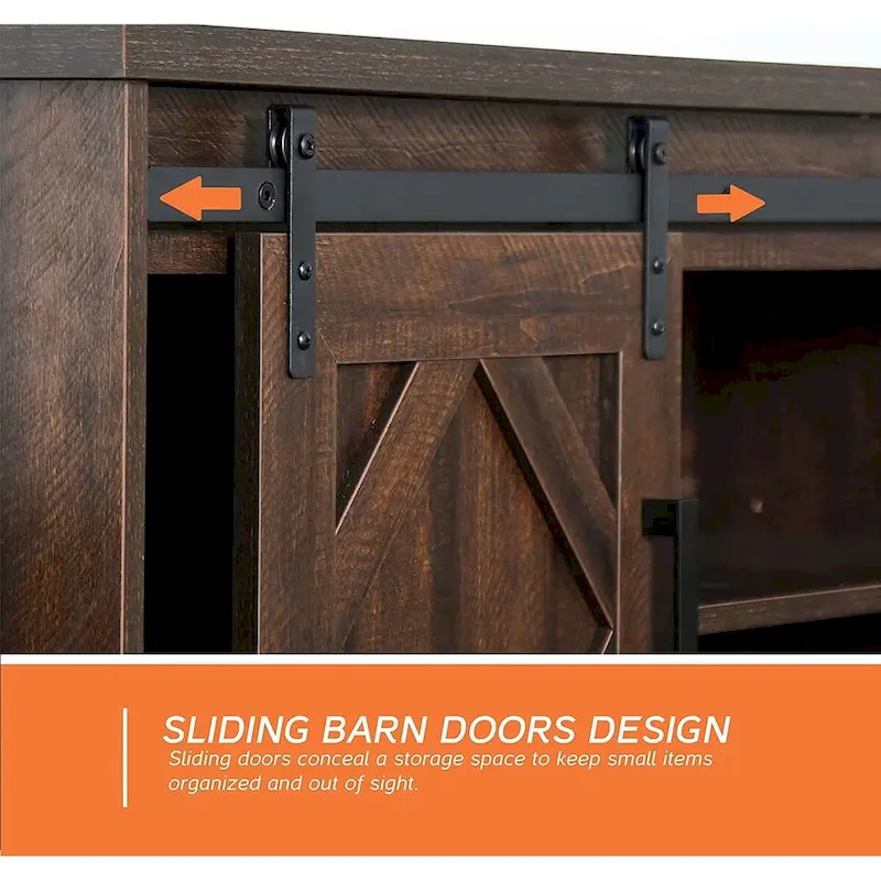 Rustic Farmhouse Barndoor TV Stand - Entertainment Center for TVs up to 70 Inches
