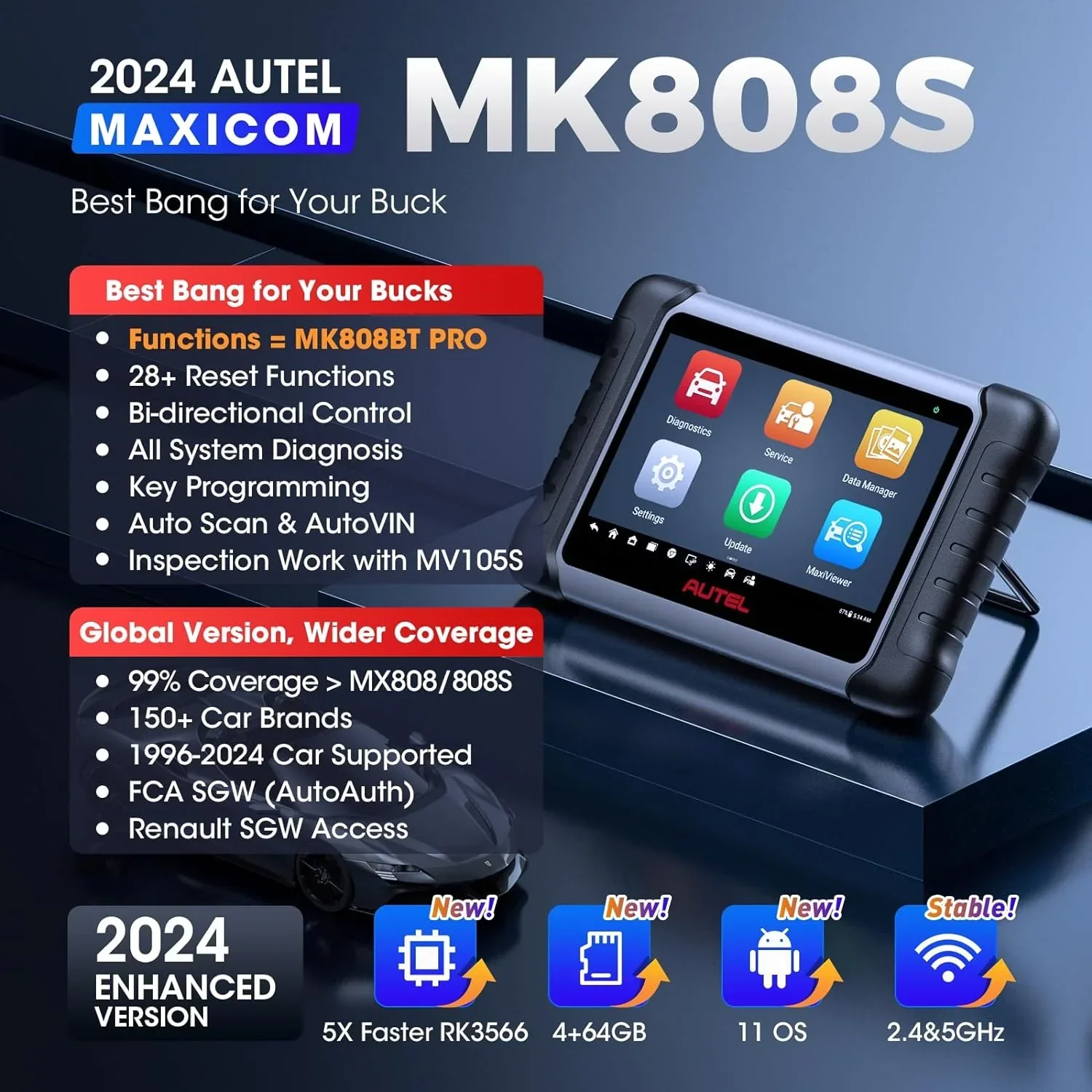Autel MaxiCOM MK808S Automotive Diagnostic Scanner With 7-inch LCD Touchscreen - Image 2 Autel MaxiCOM MK808S Automotive Diagnostic Scanner With 7-inch LCD Touchscreen - Image 2