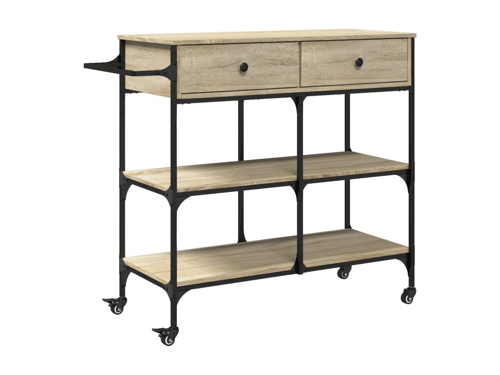 Hogarlujo Carrito de cocina madera ingeniería roble Sonoma 105x42x95 cm Marrón
