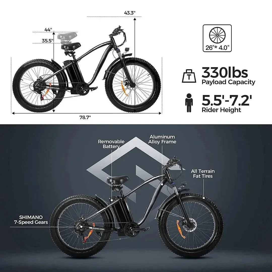 Electric Bike With 48V/15Ah Lithium Battery, 750W Motor And 26-Inch x 4.0-Inch Fat Tires - Image 2 Electric Bike With 48V/15Ah Lithium Battery, 750W Motor And 26-Inch x 4.0-Inch Fat Tires - Image 2