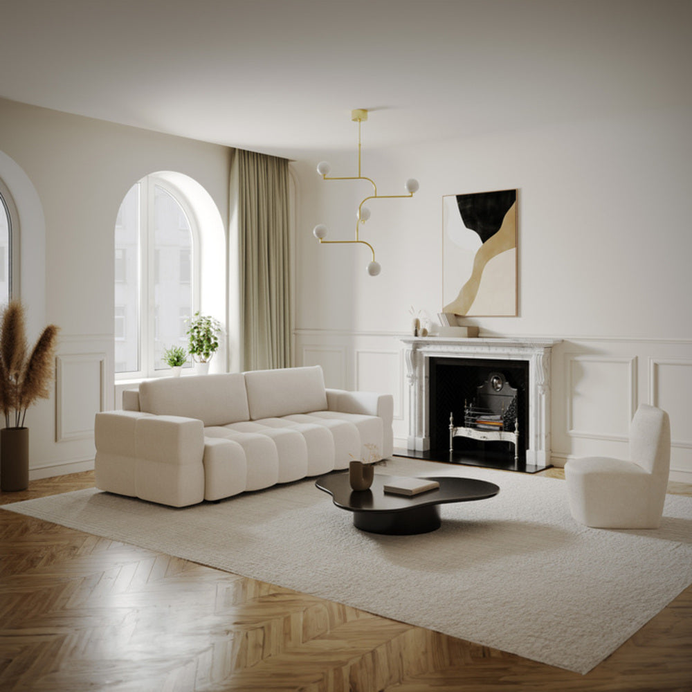 Rechte bank GABRIEL 4 personen Geweven stof Crème