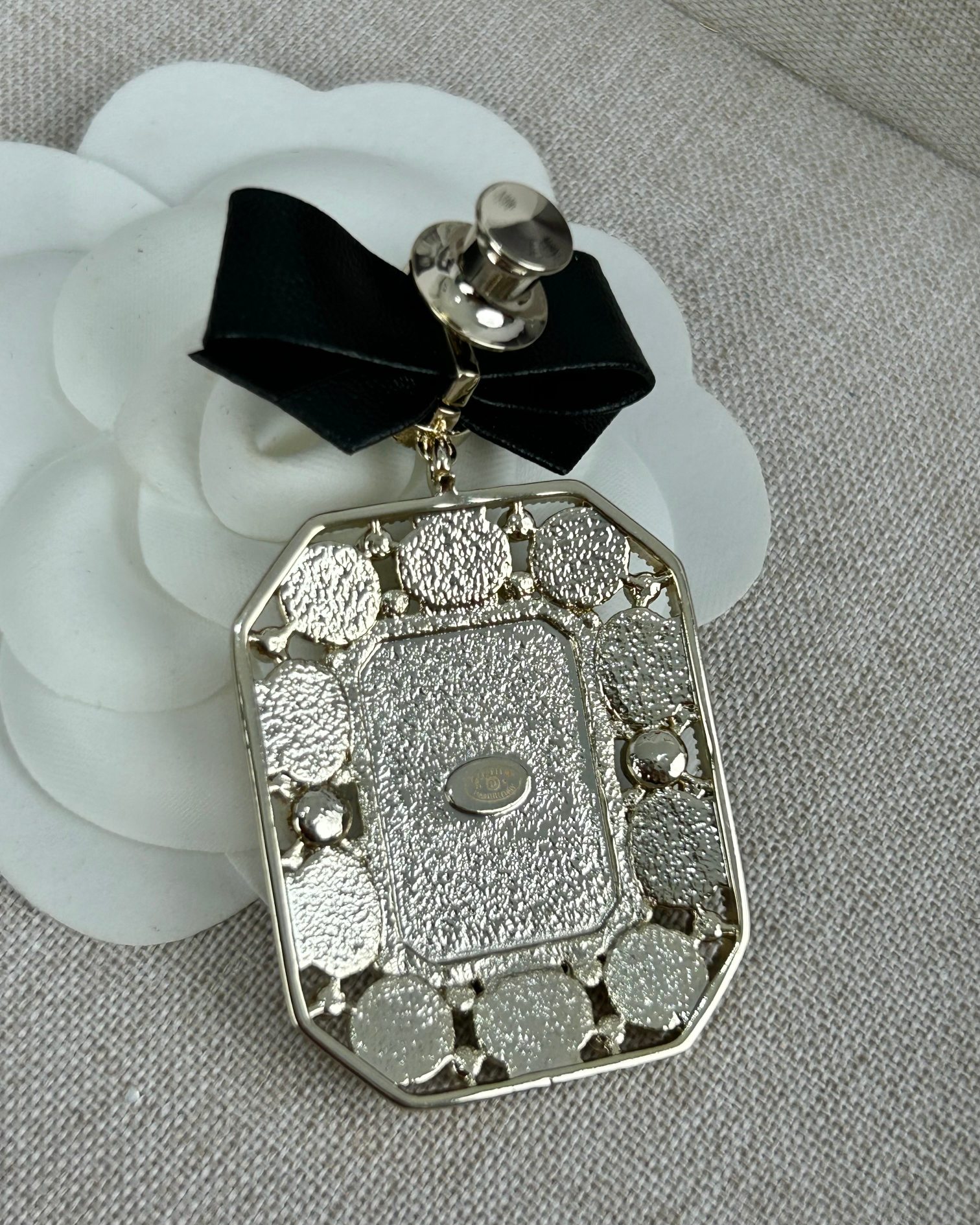 Chanel Leather Bow Multigem Emerald Brooch - Original Replica Club