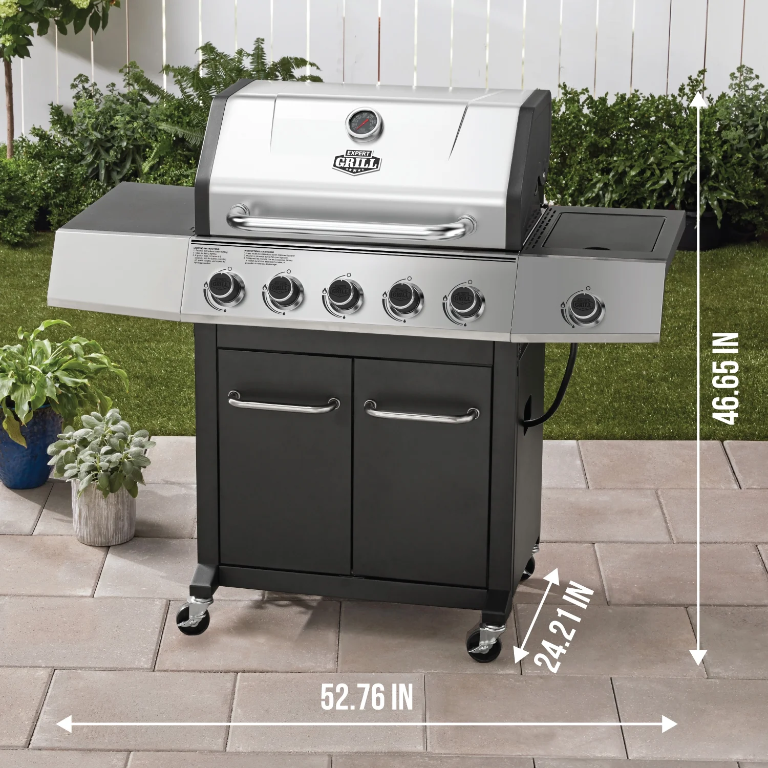 Expert Grill 5 Burner Propane Gas Grill with Side Burner - Image 2