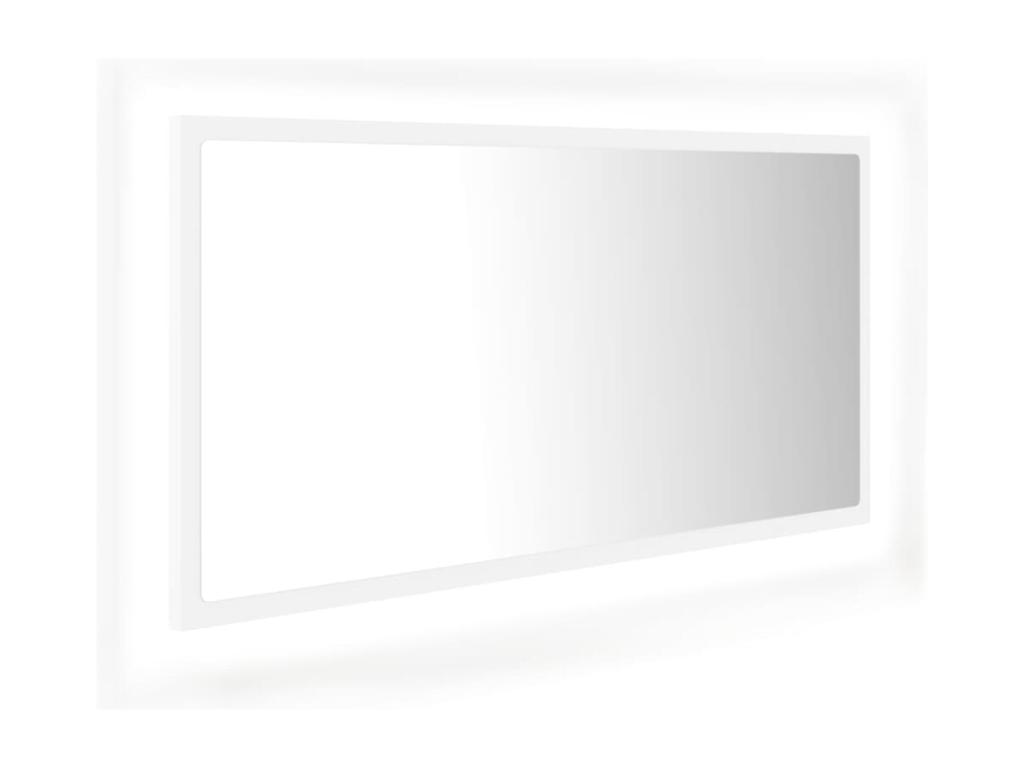 Espejo de baño LED acrílico blanco 90x8,5x37 cm