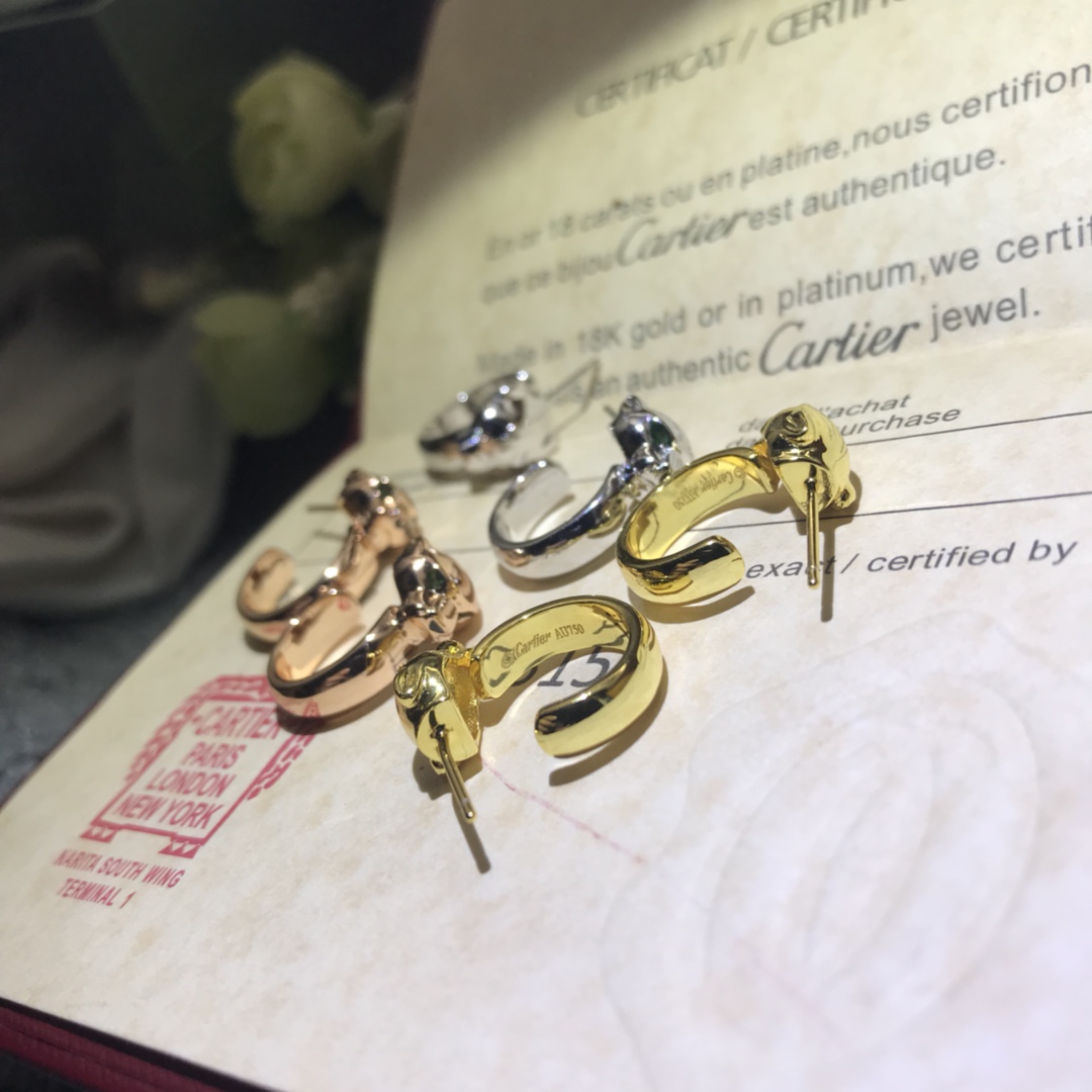 Cartier Panthère de Leopard Half Hoop Stud Earrings - Original Replica Club