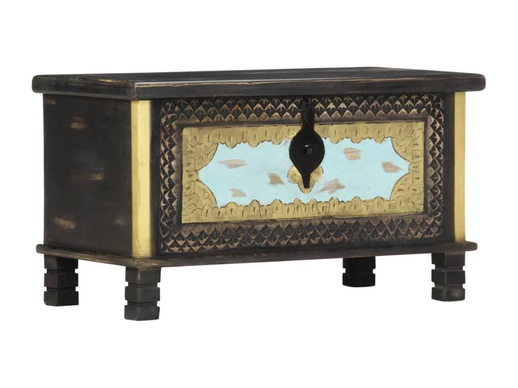 Cómoda de almacenamiento Negro 80x40x45 cm Madera maciza de mango