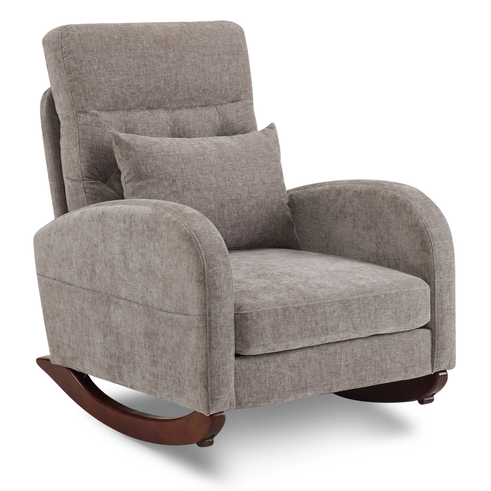 Ktaxon Rocking Accent Chair Glider Reading Chair Comfy Teddy Velvet Upholstered Single Sofa Rocker for Living Room, Nursery, Bedroom Beige - Image 40