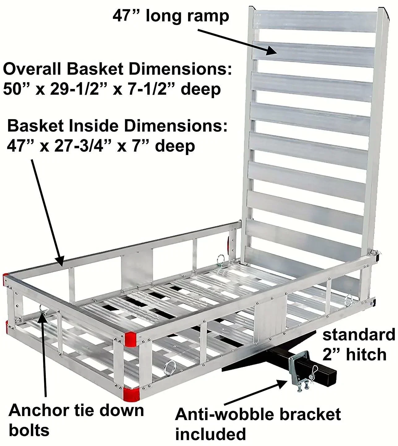 Aluminum Hitch Mount Cargo Carrier With 47 in Long Ramp, 1 Pack - 80779 - Image 2 Aluminum Hitch Mount Cargo Carrier With 47 in Long Ramp, 1 Pack - 80779 - Image 2
