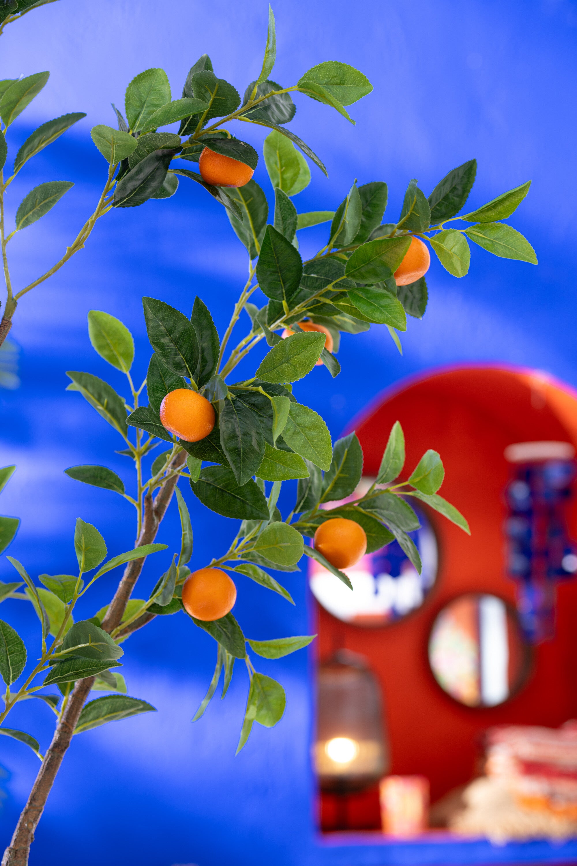 J-Line sinaasappelboom in pot - kunststof - oranje groen - l