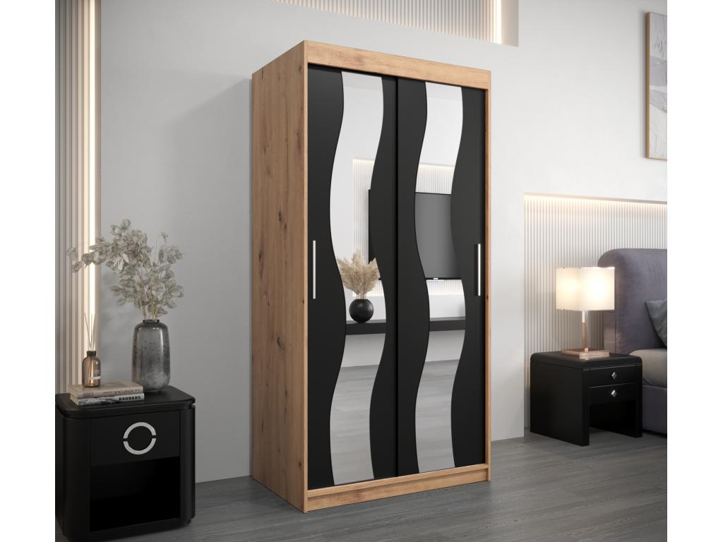 Armario Nestleare de puertas correderas 200/100/62 2 puertas artisan/negro