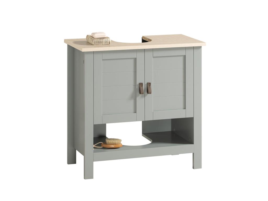 Mueble para Debajo del Lavabo Armario de Baño de Suelo con 1 Estante y 2 Puertas 60 x 30 x 60 cm BZR69-II-HG Lujodec ES
