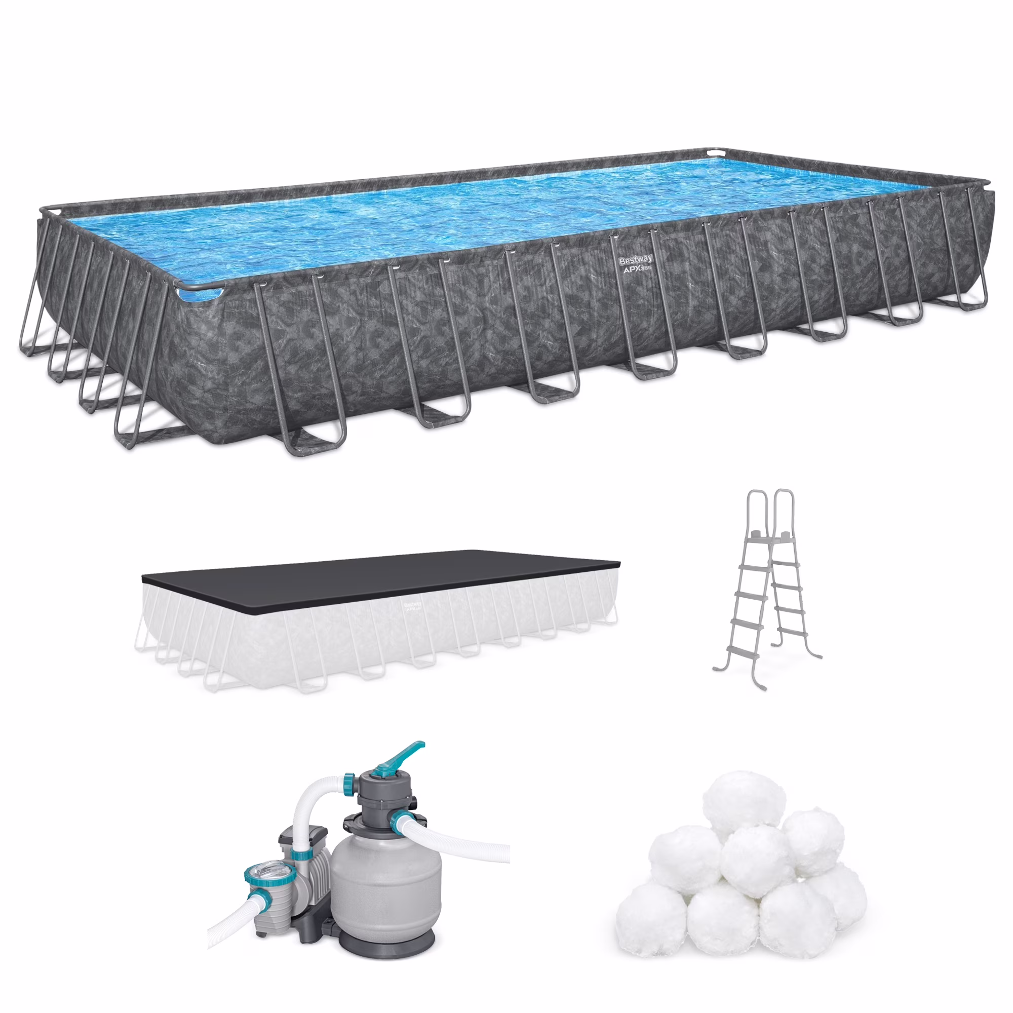 Bestway APX 365 31'4" x 16' x 52" Rectangular Above Ground Swimming Pool - image 1