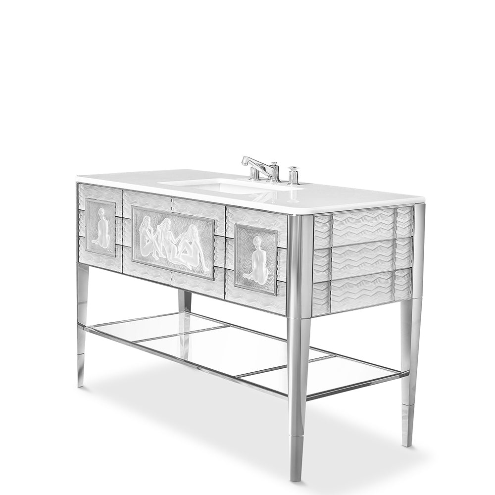 VANITY CAUSEUSES PAR PIERRE-YVES ROCHON - CRISTAL, MARBRE ET NICKEL BRILLANT