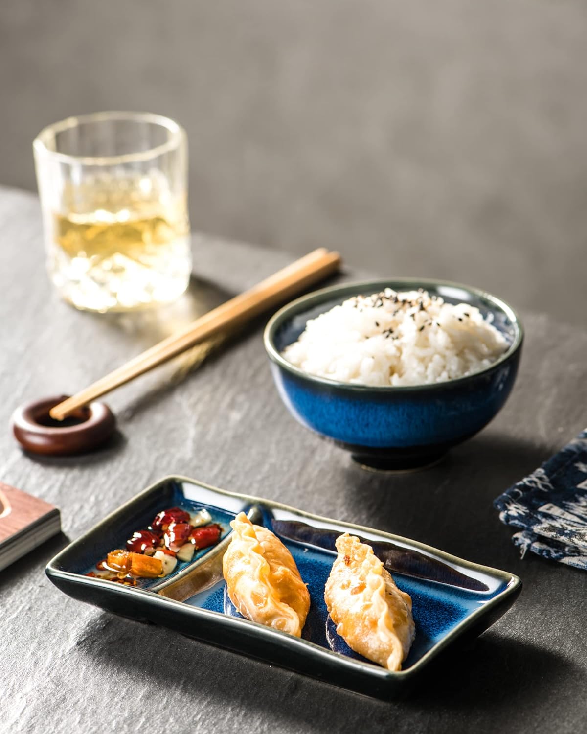 HENXFEN LEAD Ceramic Japanese Appetizer Sushi Plates and Bowls Set for 2 | 7