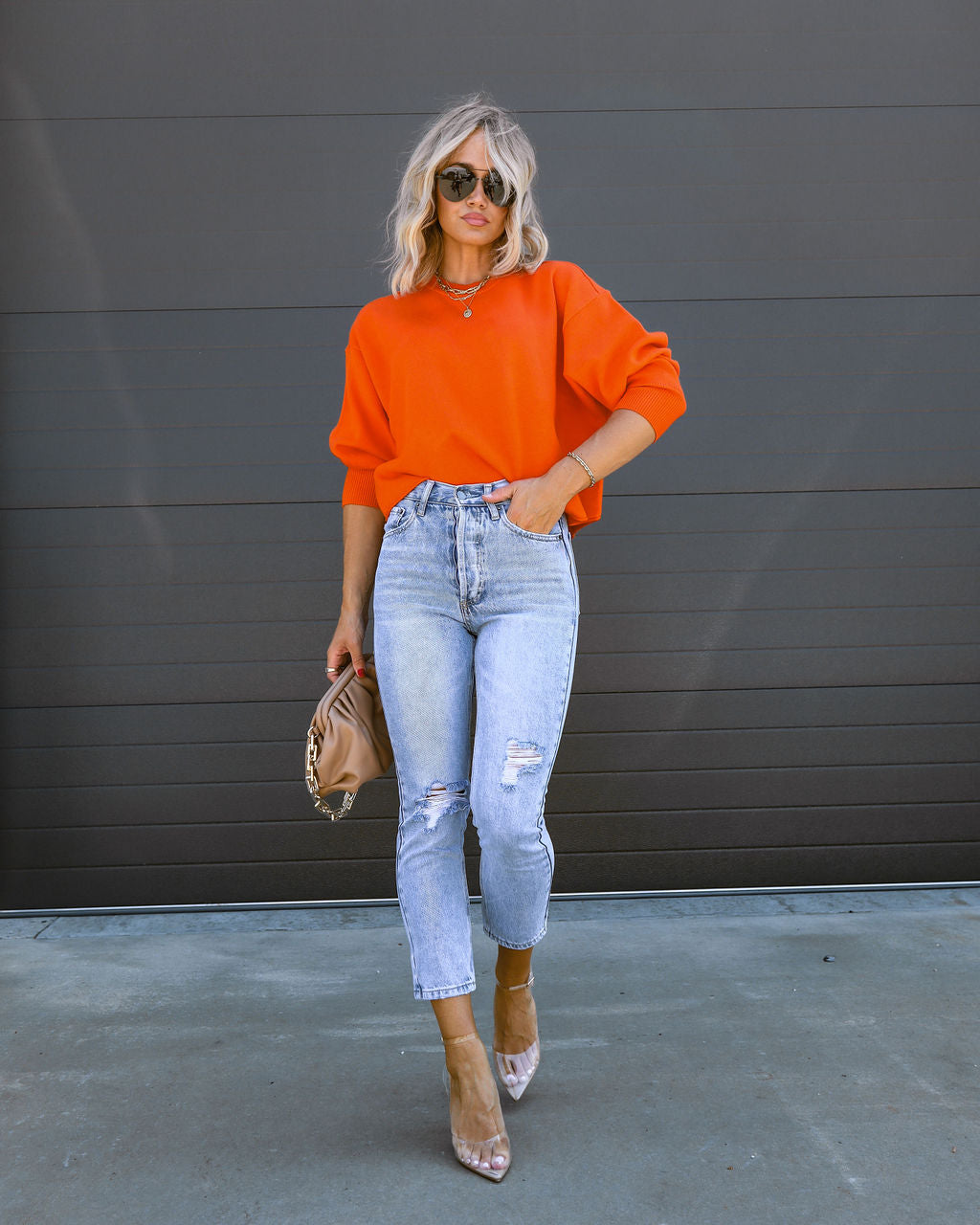 Sarna Dolman Knit Sweater - Orange - SALE - Se7enfashion