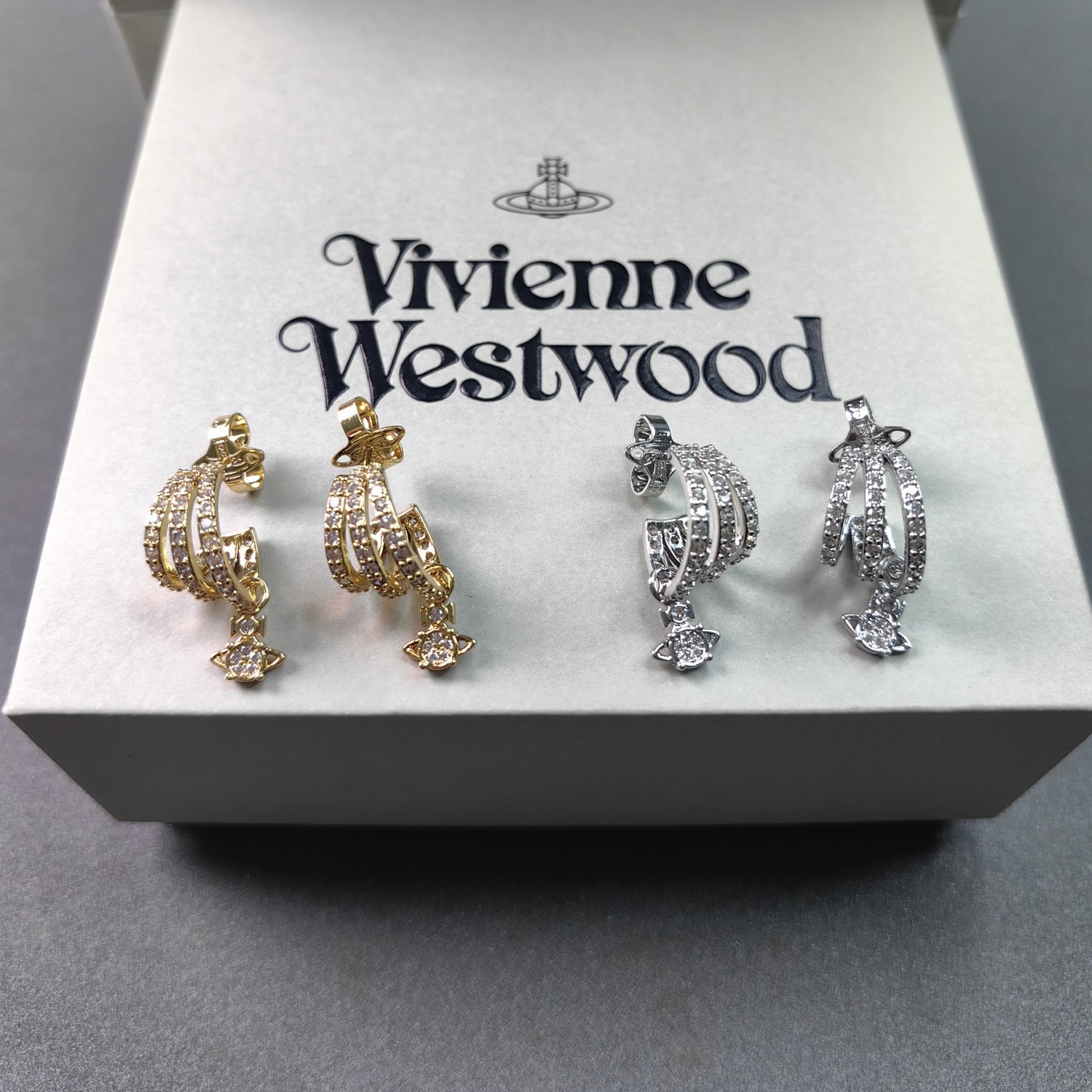 Vivienne Westwood C Shape Saturn Drop Earrings - Original Replica Club