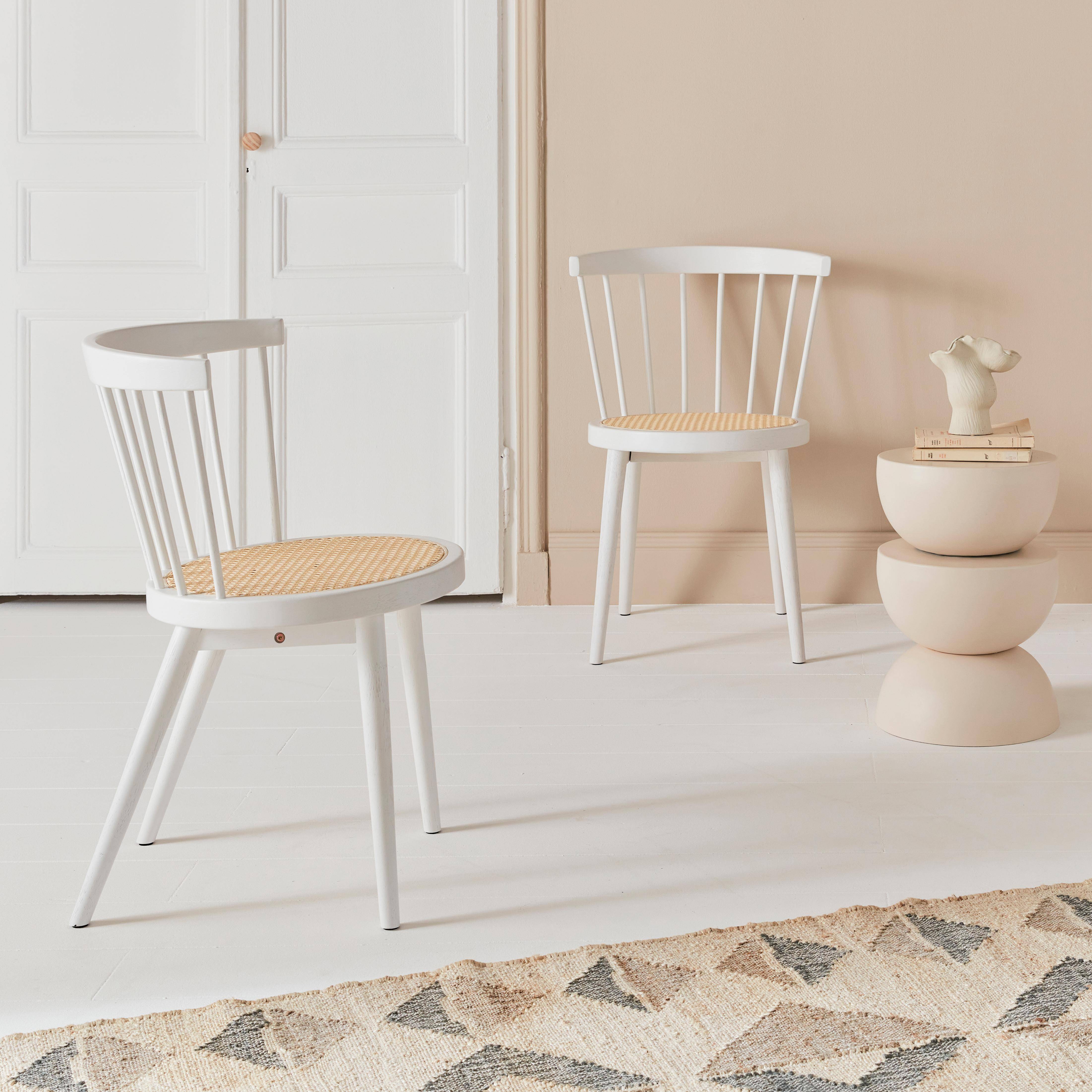 Nora - Silla de madera y caña, set de 2