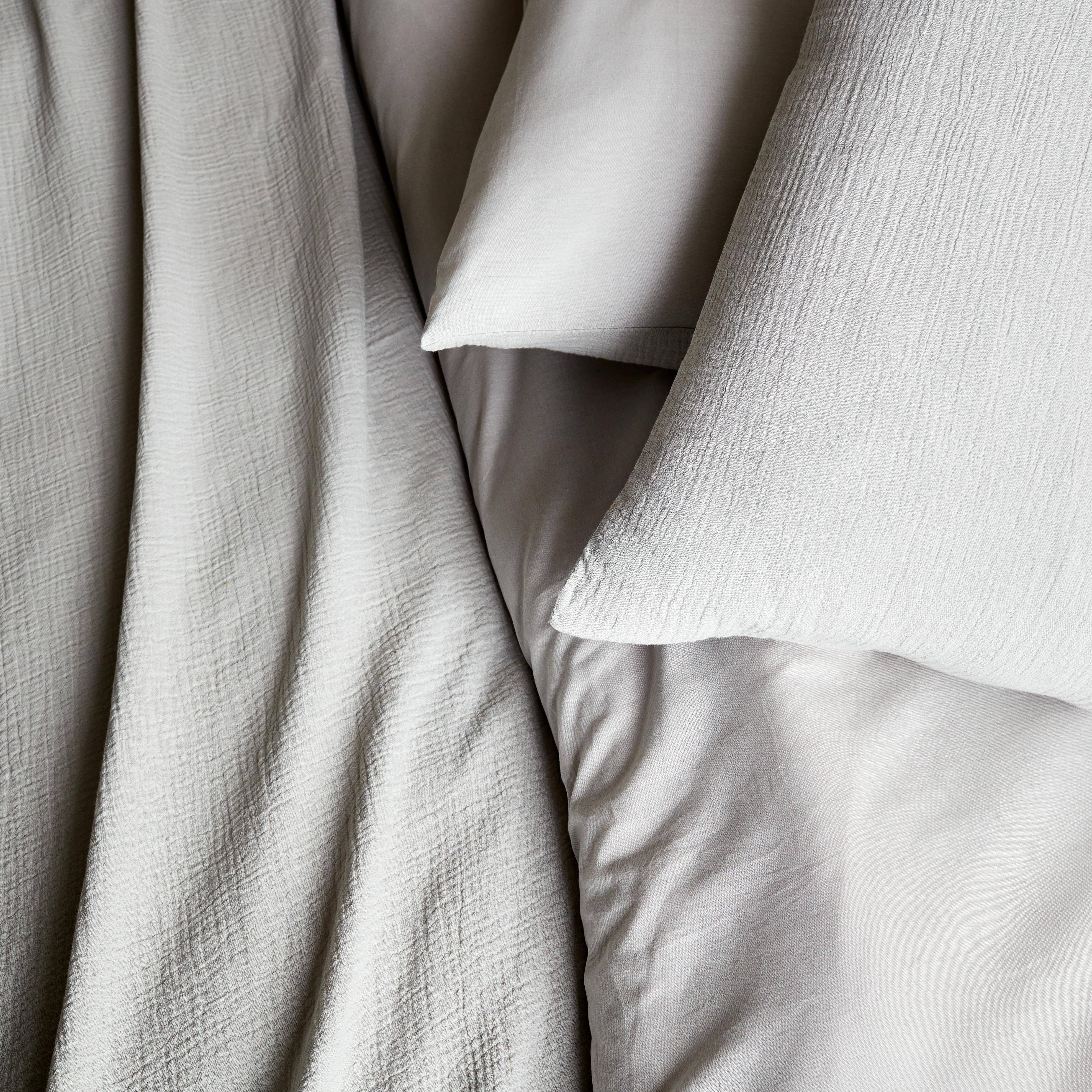 Alix - Ropa de cama de gasa de algodón gris claro, 2 plazas