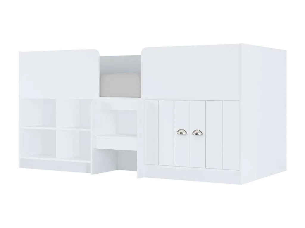 Cama alta con almacenamiento 90 x 190 cm - color: blanco - Cosinor xrj2647915