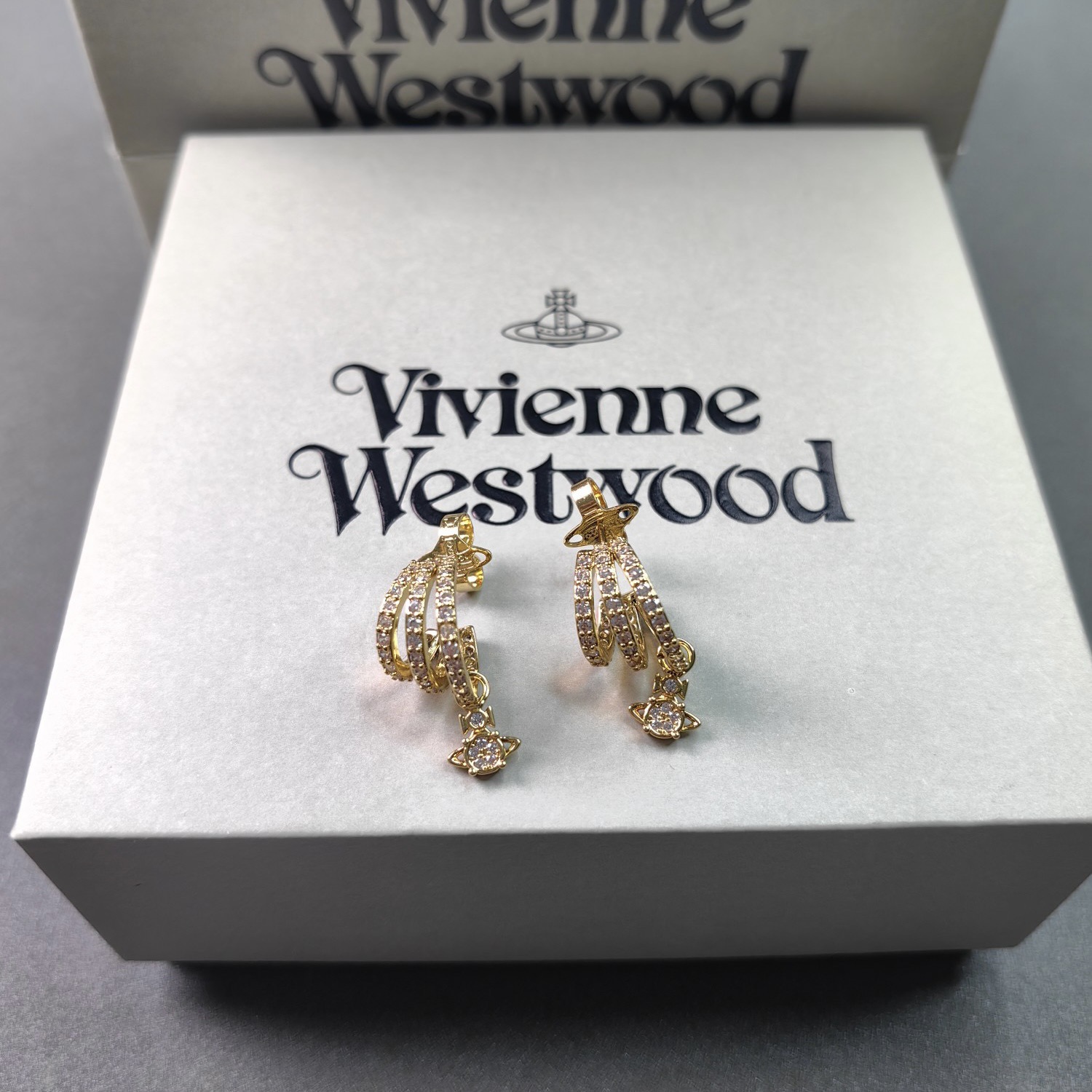 Vivienne Westwood C Shape Saturn Drop Earrings - Original Replica Club