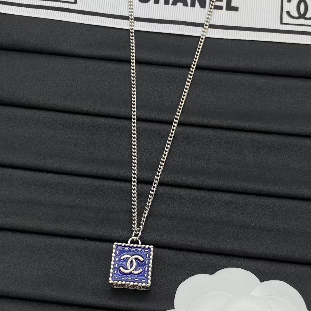 Chanel Denim Cube Pendant Necklace - Original Replica Club