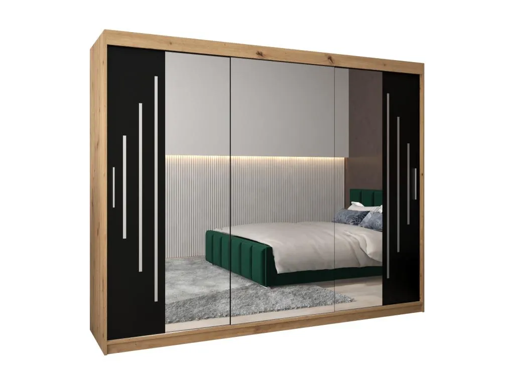 ARMARIO Hogarve 2 DE PUERTAS CORREDERAS 200/250/62 3 puertas (artisan/negro) vhkt69445
