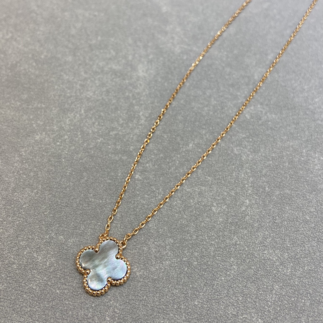 VCA Rose Gold Gray Mother of Pearl Clover Pendant Necklace - Original Replica Club