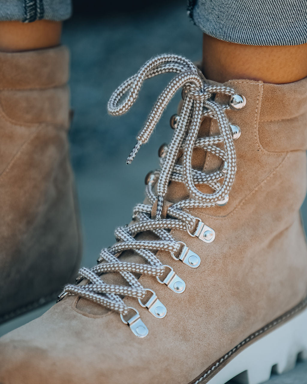 Arlene Faux Suede Lace Up Boot - Se7enfashion