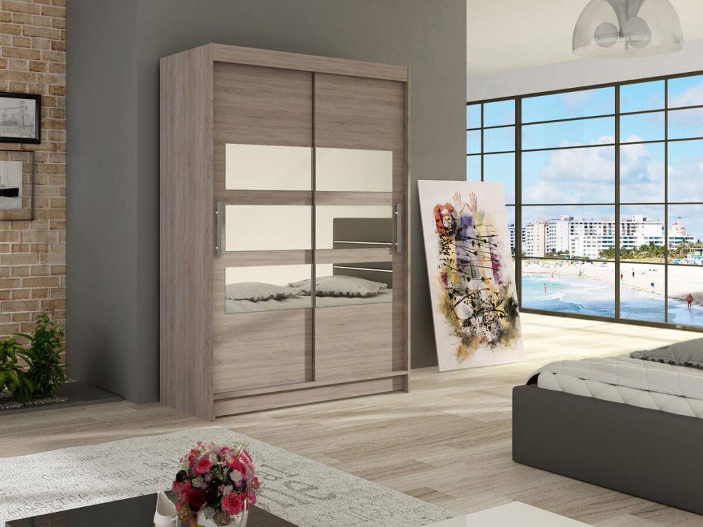 Armario Atlanta 109, Trufa roble, 200x120x58cm, Puertas de armario: Correderas