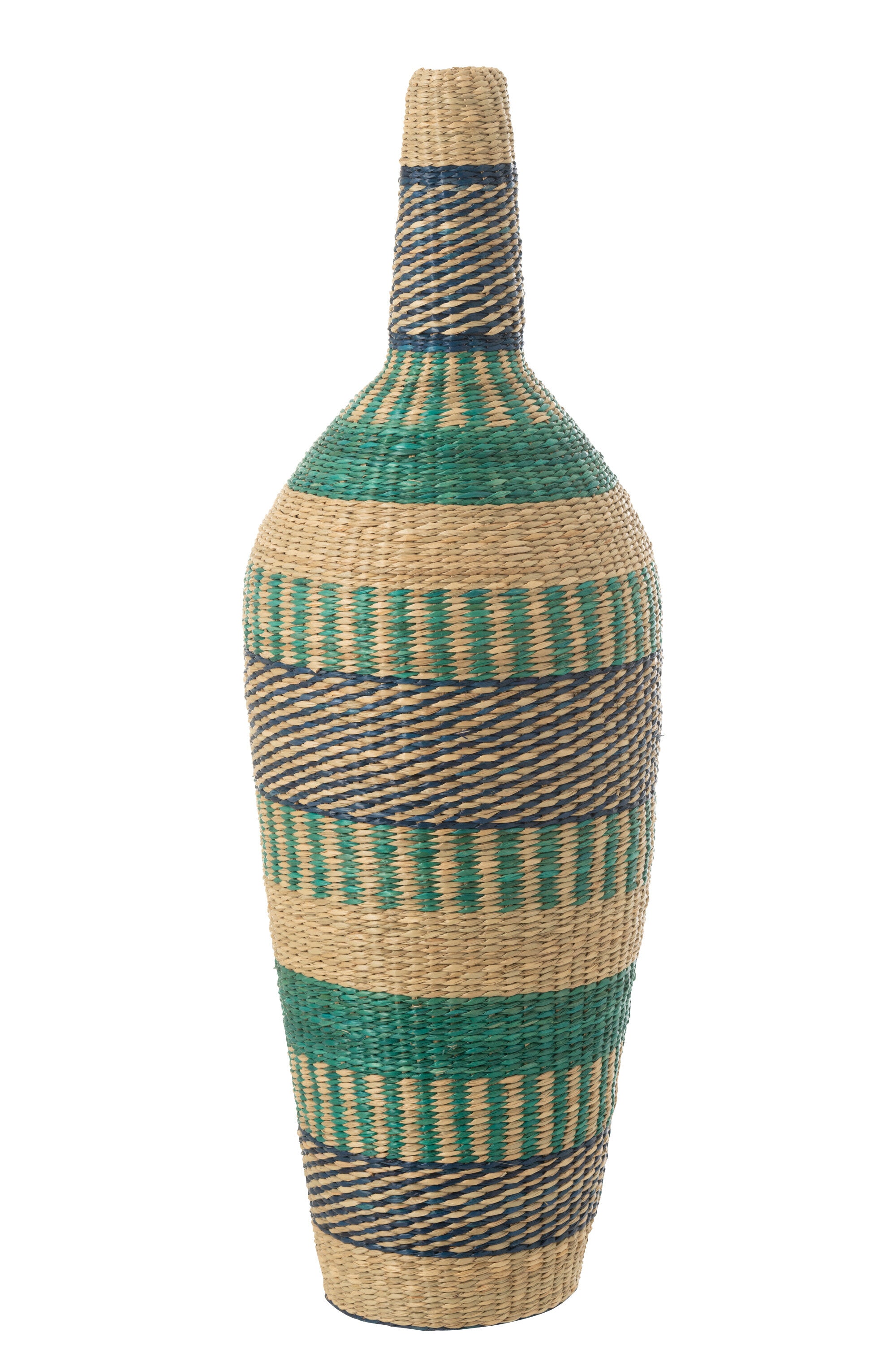 J-Line vaas Ninon Strepen - zeegras - naturel azuur donkerbl