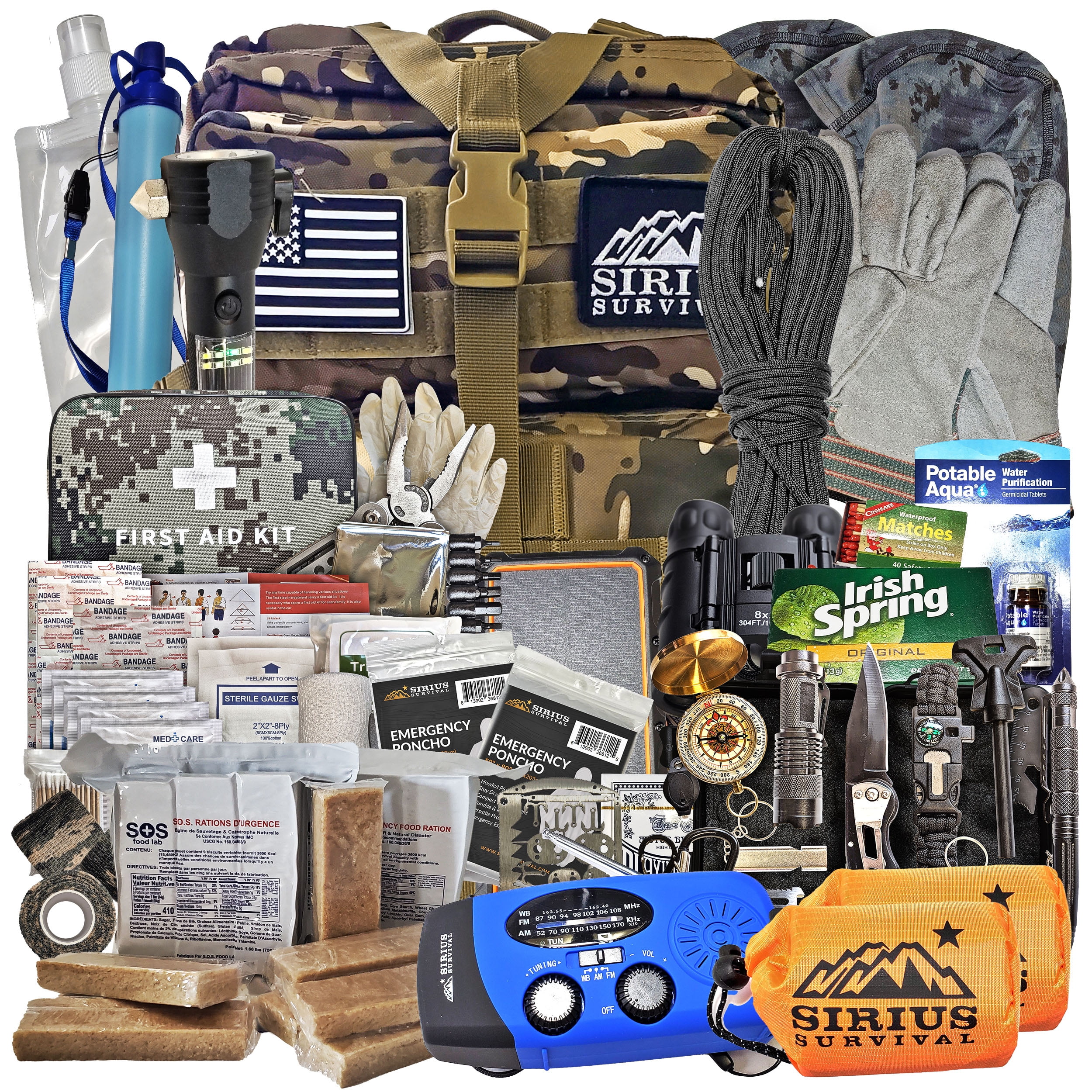 Pre-Packed Emergency Survival Kit/Bug Out Bag for 2 - Over 175 Total Pieces of Disaster Preparedness Supplies for Hurricanes, Floods, Earth Quakes & Other Disasters, Black - Image 19