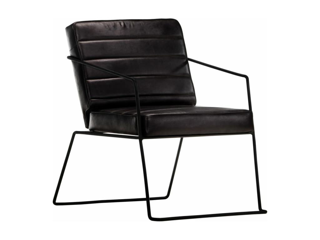 Sillón de cuero auténtico negro