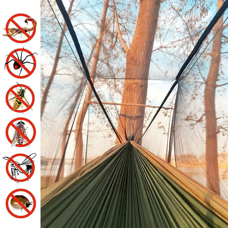 Portable Lightweight Nylon Camping Hammock with Tree Strap Recycled Hammock Mosquito Repellent