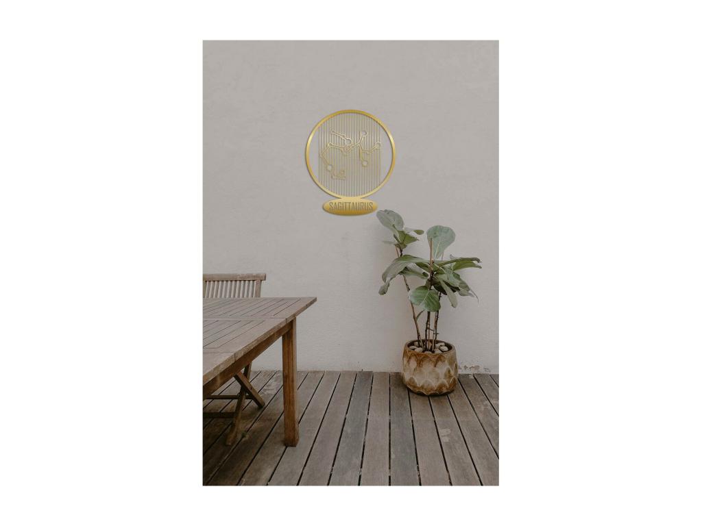 Decoración de Metal Horóscopo Sagitario 8, Oro, 38x0,15x45 cm, Tucasago