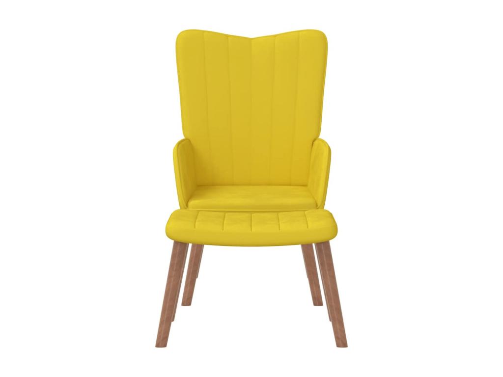 Sillón de Nestleano con taburete terciopelo amarillo mostaza