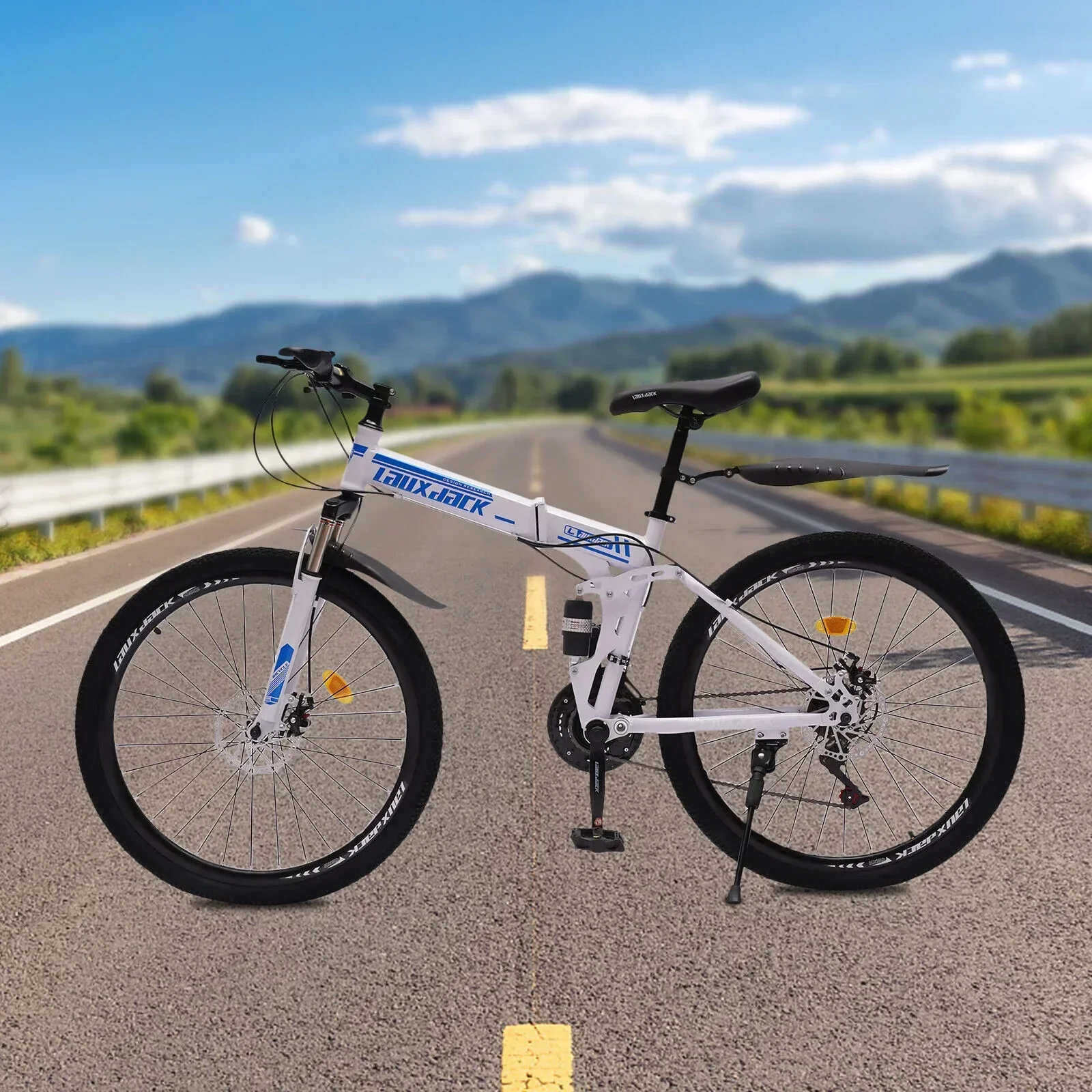 Outroad 26 inch 21 Speed Full Suspension Folding Mountain Bike, High-Carbon Steel, Double Disc Brakes - 120kg Capacity - Image 2 Outroad 26 inch 21 Speed Full Suspension Folding Mountain Bike, High-Carbon Steel, Double Disc Brakes - 120kg Capacity - Image 2