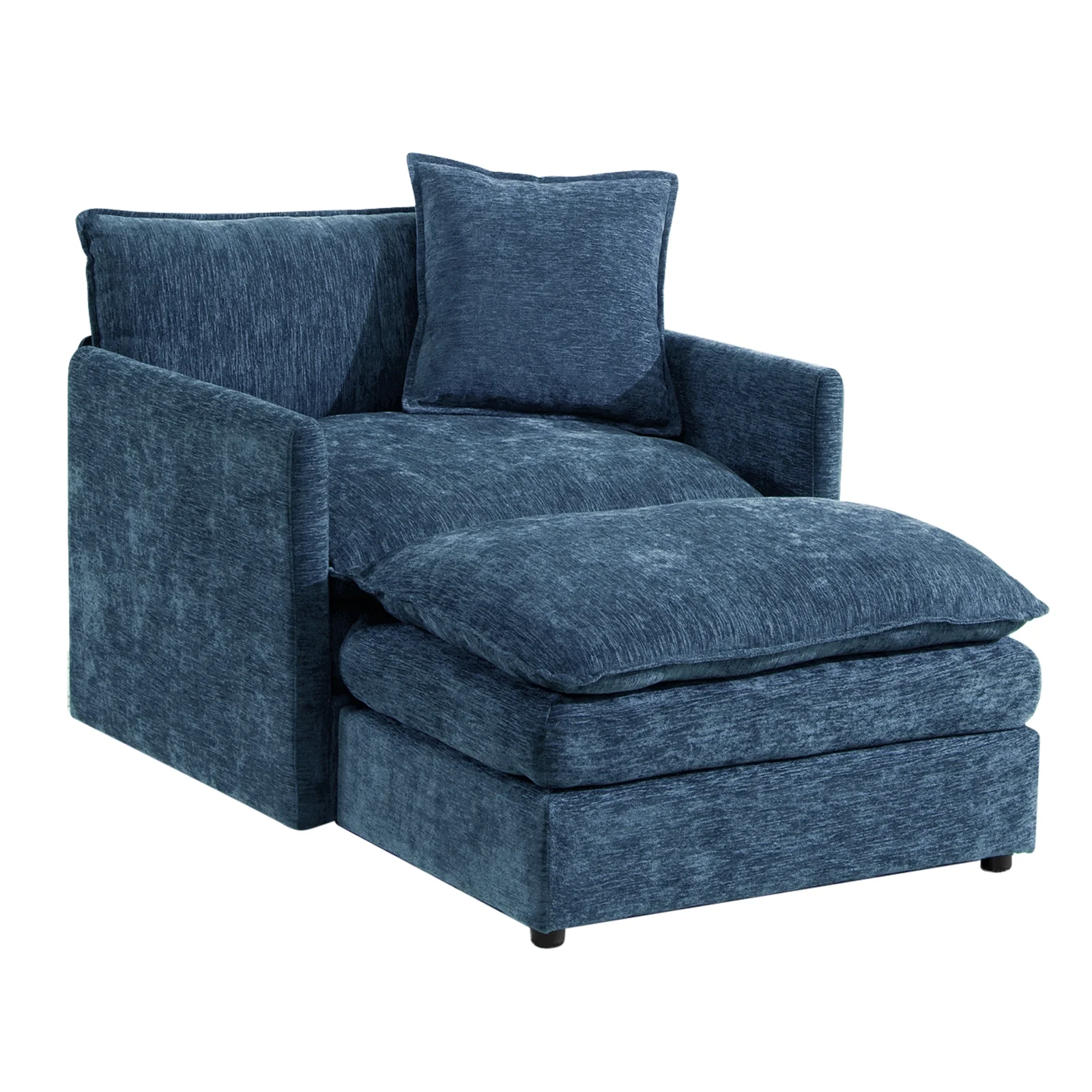 Muumblus Oversized Lounge Chair with Ottoman, Cloud Accent Armchair for Living Room, Beige Chenille - Image 37