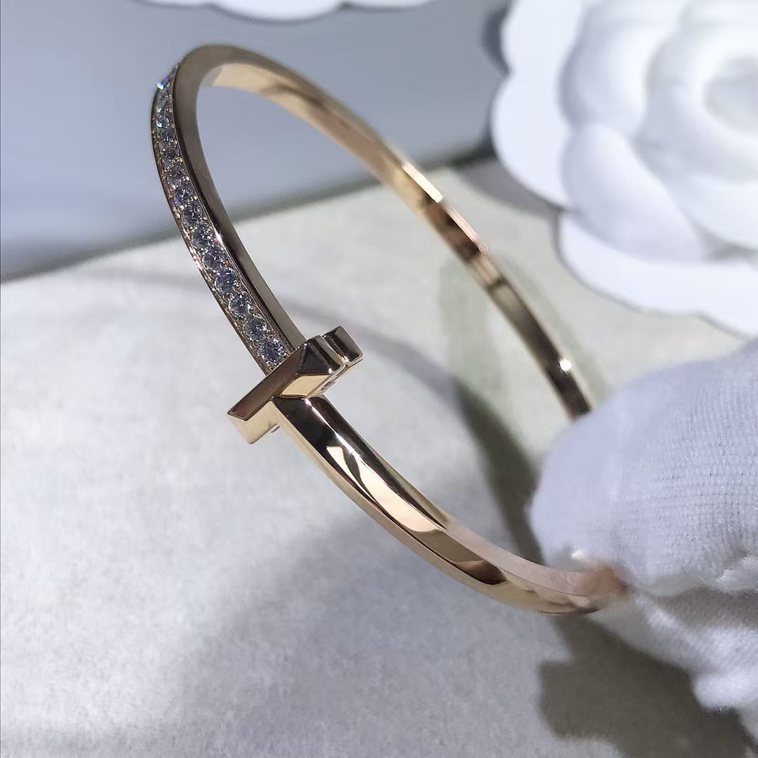 Tiffany T1 Narrow Diamond Hinged Bangle Bracelet - Original Replica Club