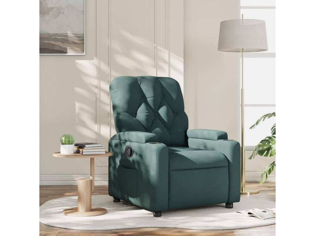 Sillón reclinable de tela verde oscuro