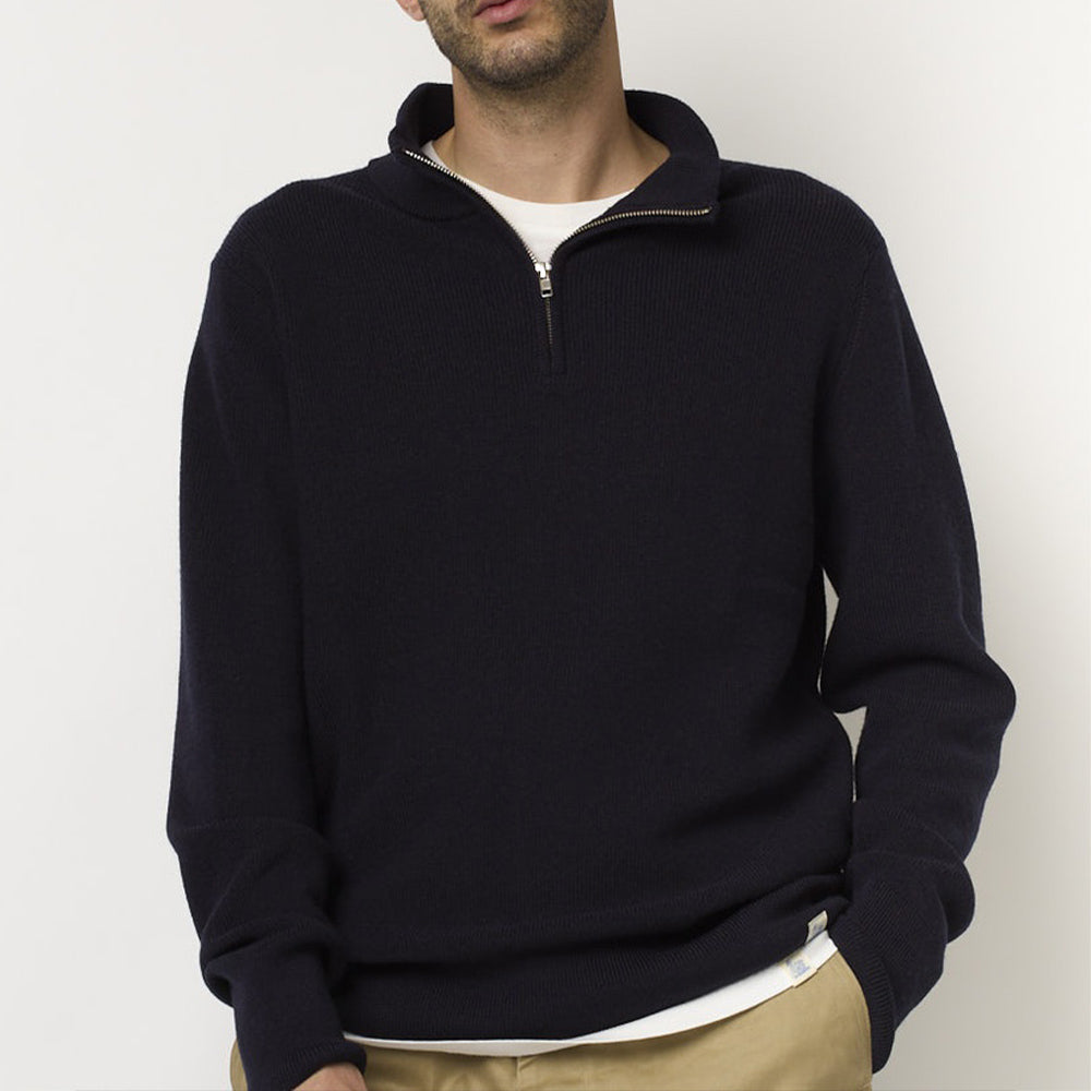 Merz b. Schwanen - Pullover Zip Merino - Marine