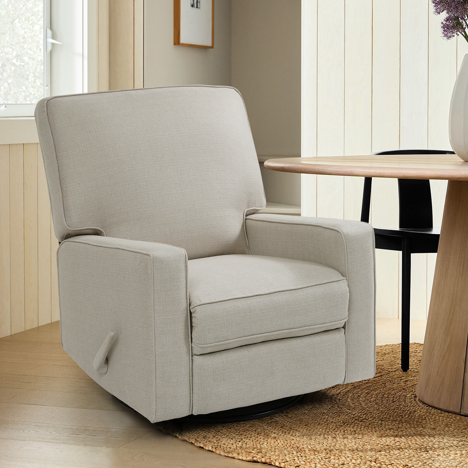 Manual Recliner Nursery Glider & Swivel Rocking Recliner Chair, Fabric
