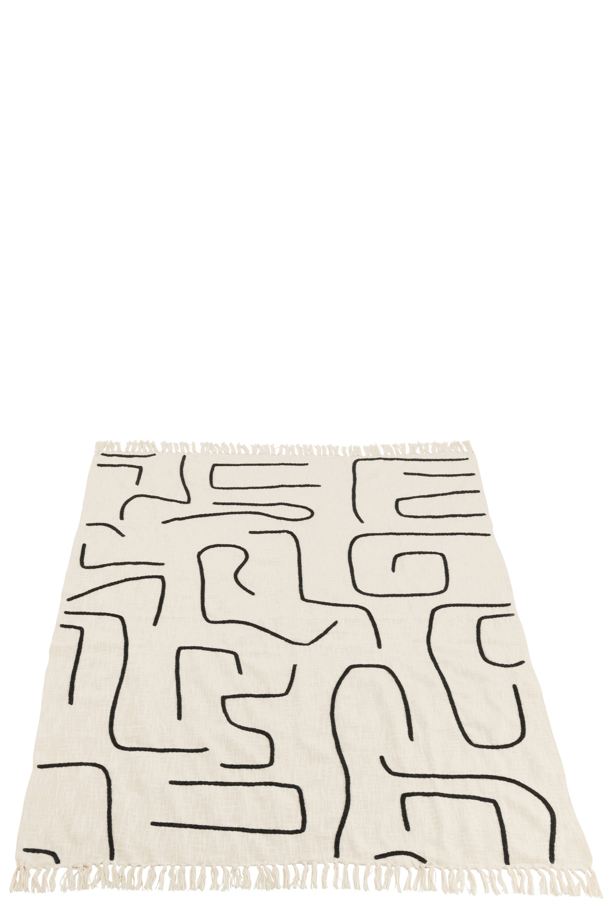 J-Line plaid Strepen Bogen - katoen - wit zwart - 180 x 130