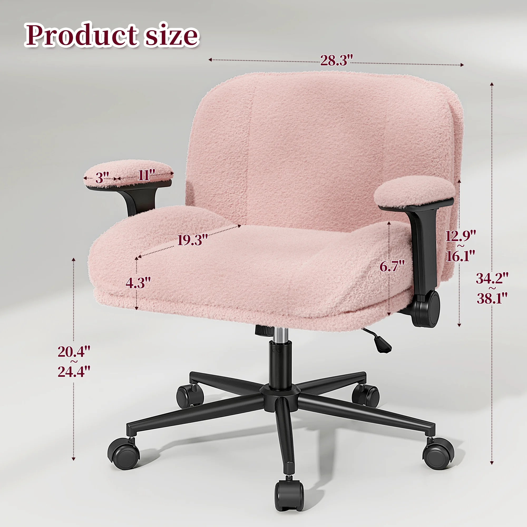 Romorgniz Criss Cross Chair with Adjustable Arms & Lumbar Support Office Chair with Reclining Back, Thick Cushion & Wheels for Office, Gaming, Reading, Vanity, Off-White - Image 26
