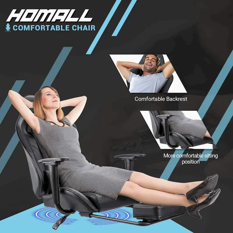 Ergonomic Gaming Chair with Footrest - Ideal for Desk Use