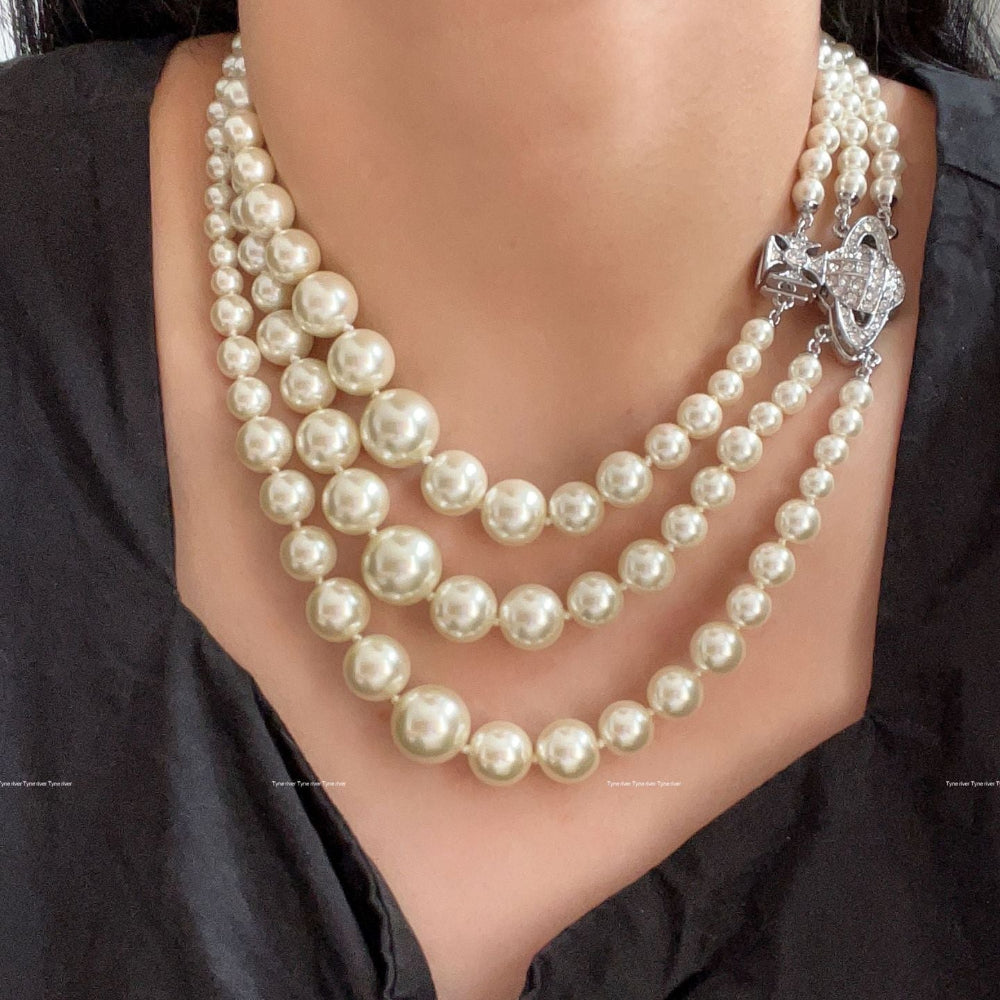 Vivienne Westwood Triple Pearl Necklace - Original Replica Club