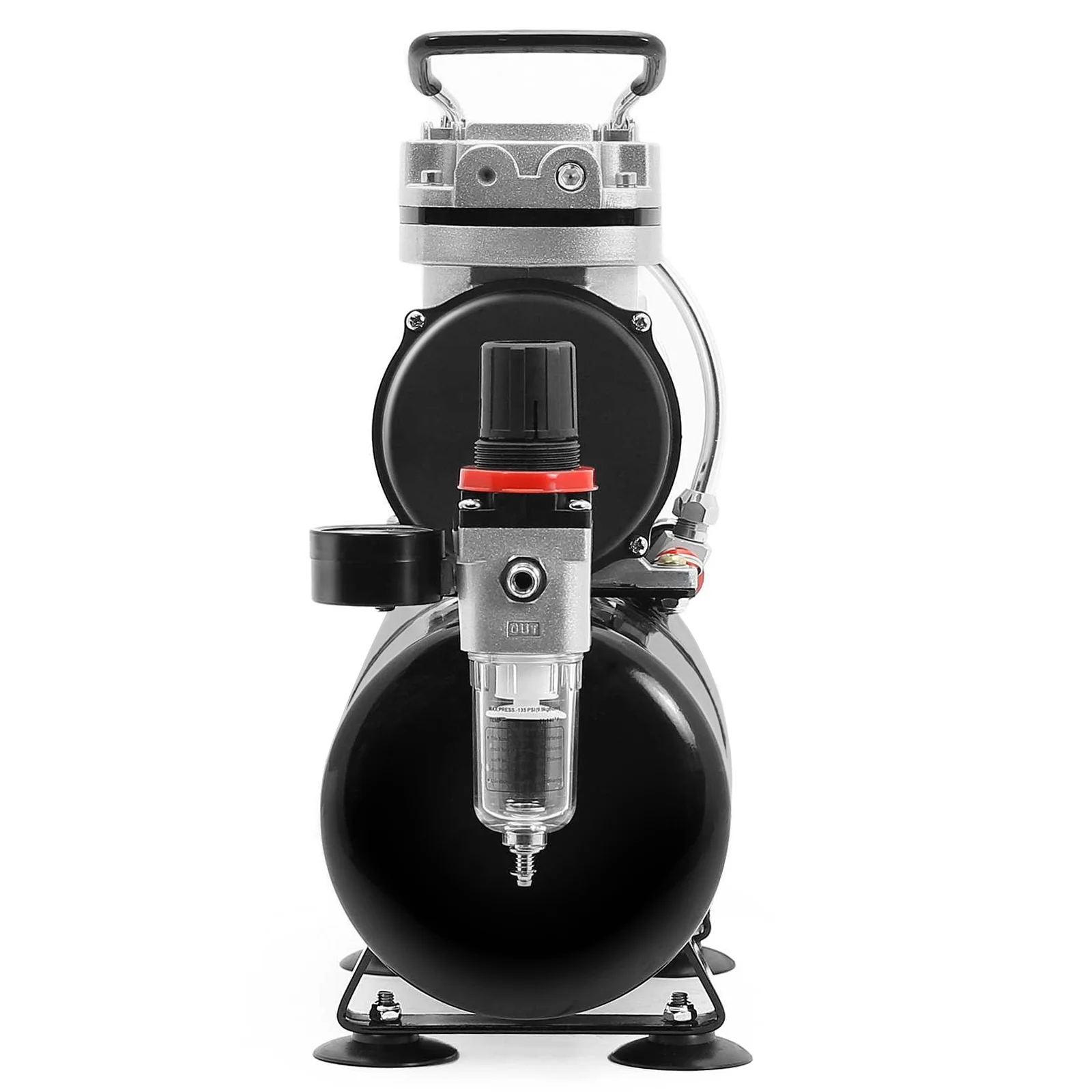 PointZero 1/5 HP Airbrush Compressor with Air Tank, Regulator, Gauge and Water Trap - Quiet Portable Pump - Image 3