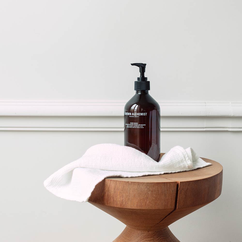 Serviette de bain invité en lin - Nid d'abeille - Blanc Optique